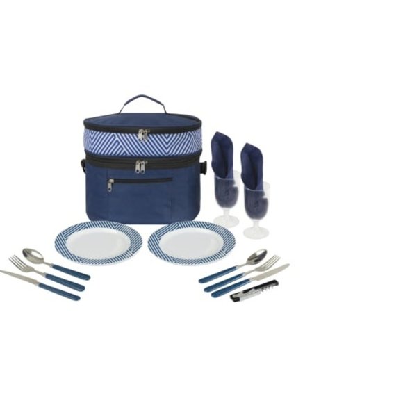 GNBI Picnic Set For Two, Navy/White/Black - Picture 2 of 4